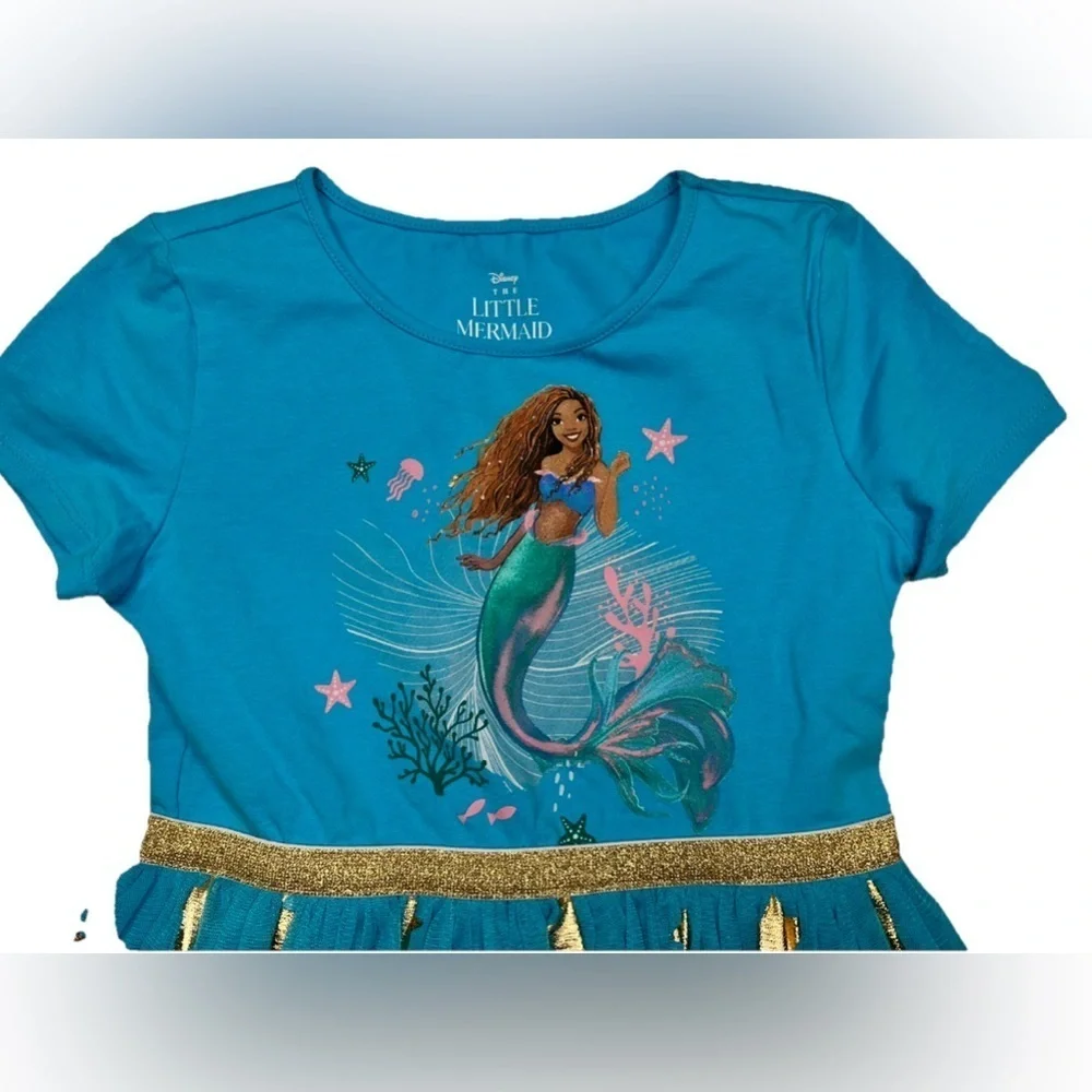 Disney Girls' Little Mermaid Tutu Dress Kids Size’s Blue Gold - Picture 3 of 7
